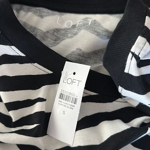 NWT Loft Zebra Print Tee Short Sleeve S Cotton Animal Print Retro Safaris - Picture 14 of 16